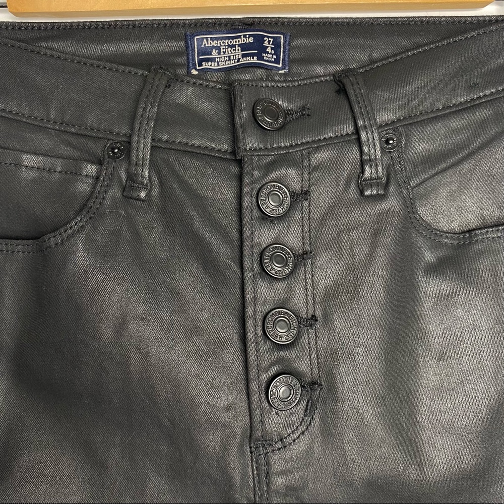 Abercrombie Curve Love High Rise Super Skinny Coated Ankle Jeans - Picture 2 of 5
